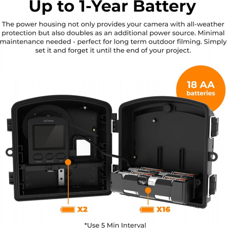 Kit camera constructii Brinno BCC2000, Time-Lapse, Full HD, HDR, IPX5, autonomie 1 an, interval capturi 0.3s-24h, suport prindere industrial, carcasa rezistenta la intemperii [9]