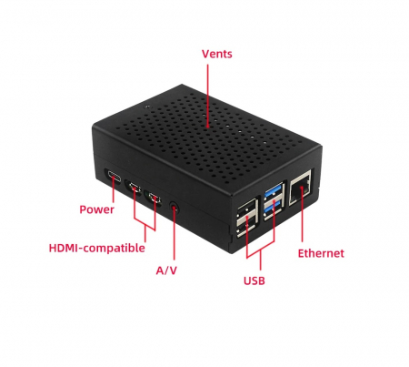 Carcasa metalica neagra compatibila Raspberry Pi 4 cu ventilator OKYN9002-2 [1]