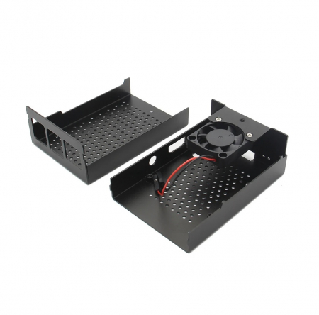 Arduino - Carcasa metalica neagra compatibila Raspberry Pi 4 cu ventilator OKYN9002-2