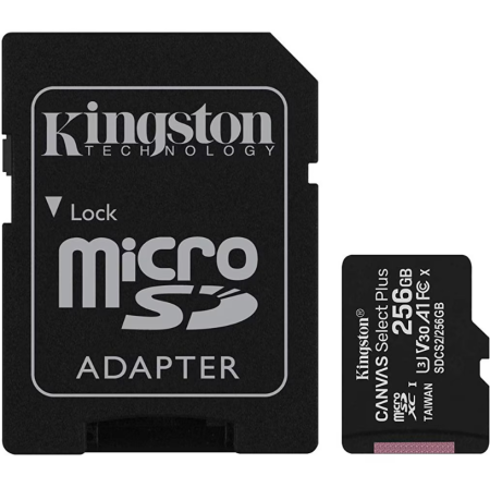 Carduri memorie - Card memorie Kingston Canvas Select Plus microSDXC, 256GB, Class 10, UHS-I U1, V10, A1, citire 150MB/s, adaptor SD