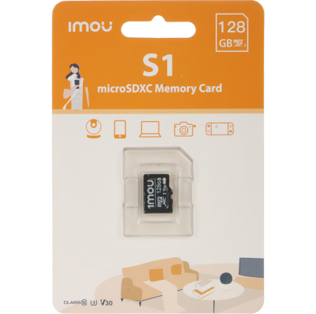 Card MicroSD, 128GB, Clasa 10, citire 95 MB/s, scriere 38 MB/s, IMOU, V30, U3, ST2-128-S1, MICROSD128-IMOU [2]