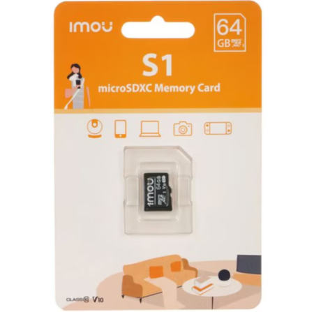 Card MicroSD, 64GB, Clasa 10, citire 95 MB/s, scriere 38 MB/s, IMOU, V30, U3, ST2-64-S1, MICROSD64-IMOU [1]