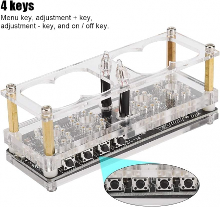 Ceas Nixie cu tuburi IN-12, iluminare RGB in 7 culori, modul DS3231, data, ora, carcasa acril transparent, Micro USB [2]