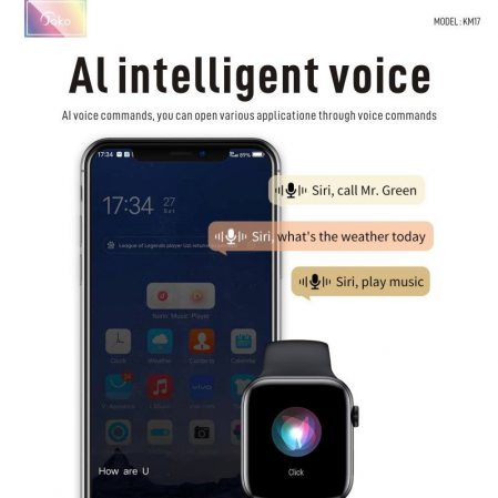 Smartwatch Joko, KM17, ecran 1.83" TFT, notificari, monitorizare somn, pedometru, argintiu [2]