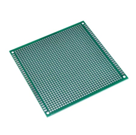 Robotica - Placa prototip PCB universala 10x10 cm double sided verde, fibra sticla, pas 2.54mm, lipire THT, electronica DIY