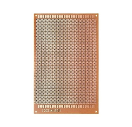 Robotica - Placa prototipare universala 12x18cm, 2460 puncte lipire, pas 2.54mm, bakelita, cupru o fata, circuite electronice, DIY, laborator