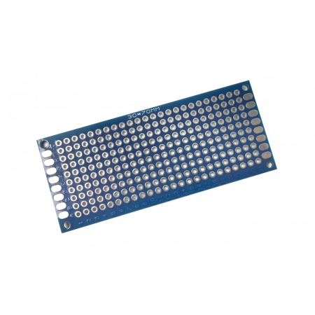Robotica - Set 2x Placa prototip PCB universala 3x7 cm double sided albastra, fibra sticla, pas 2.54mm, lipire THT, electronica DIY