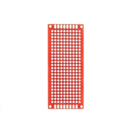 Robotica - Set 2x Placa prototip PCB universala 3x7 cm double sided rosie, fibra sticla, pas 2.54mm, lipire THT, electronica DIY