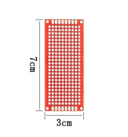 Set 2x Placa prototip PCB universala 3x7 cm double sided rosie, fibra sticla, pas 2.54mm, lipire THT, electronica DIY [1]