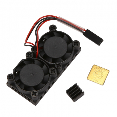 Robotica - Kit radiatoare compatibil Raspberry Pi cu ventilator dublu OKN605-11
