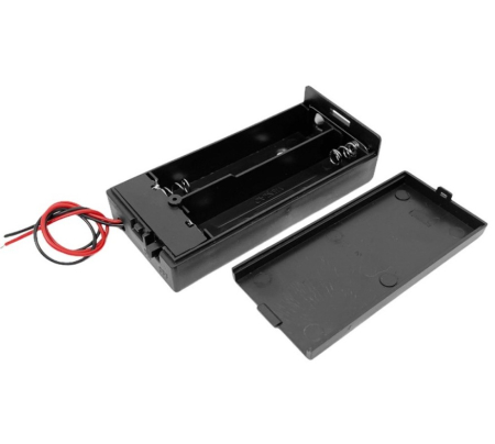 Suport baterii 2x18650, cu capac si buton ON/OFF, plastic ABS, cu cablu, 7.4V, 2S, DIY, Arduino, electronica [1]