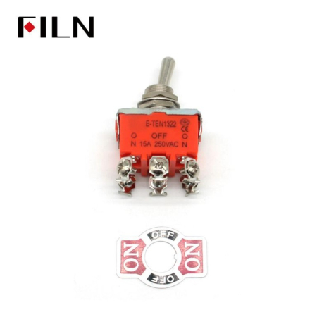 Intrerupator basculant cu mentinere, 3 pozitii, 6 pini cu surub, ON-OFF-ON, 15A 250V, DPDT, FL5-1322S [2]