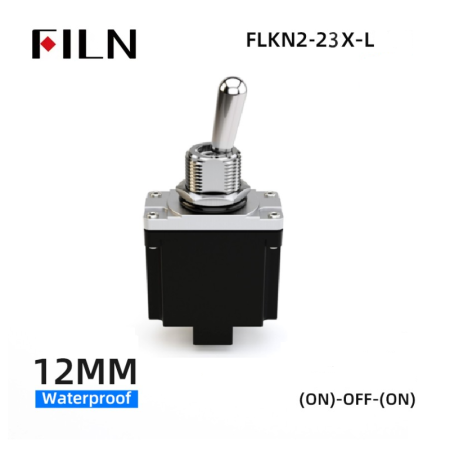 Intrerupator basculant fara mentinere, 3 pozitii, 6 pini cu surub, (ON)-OFF-(ON), 20A/24VDC, LED R+G, DP3T, FLKN2-23X-L [1]