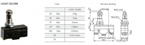 Comutator limitator de cursa cu rola 36mm inaltime LA167-Z1/308 [2]