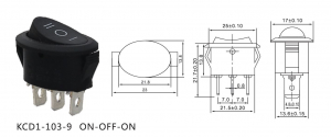 Comutator tip rocker ON-OFF-ON 250V/6A KCD1-103-9 [1]