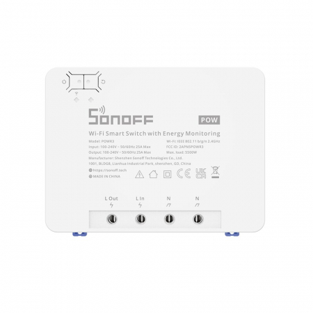 Relee WiFi - Comutator WiFi inteligent Sonoff POWR3 masurare consum energie 25A