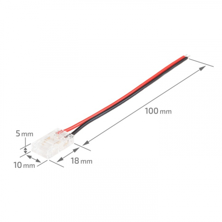 Conector 8mm pentru banda led cob, 2 pini, cablu 10cm, clips [3]