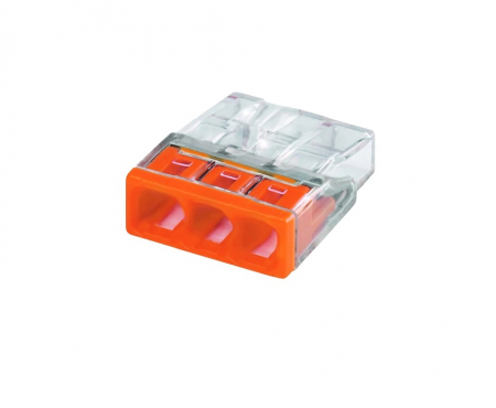 Conectori - Clema rapida cu 3 poli pentru conductori rigizi, 24A/450V 0.5-2.5