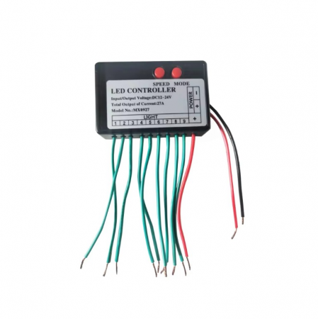 Controllere - Controller pentru banda LED cu 9 iesiri, DC12V-24V, 27A, MX0927