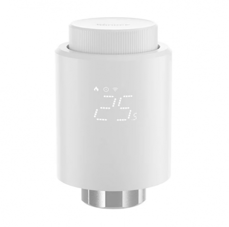 Relee WiFi - Controler de temperatura inteligent pentru calorifer, Zigbee 3.0, Control prin aplicatie, Afisaj LCD, Alb, Sonoff TRVZB