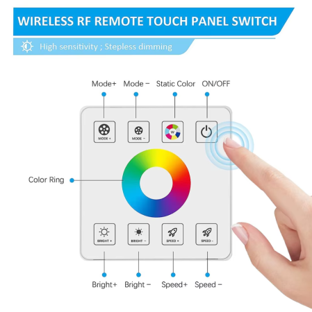 Controller RGB cu panou tactil RF, 5V-24V DC, 30A, dimmer si control culori pentru benzi LED RGB [6]