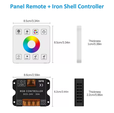 Controller RGB cu panou tactil RF, 5V-24V DC, 30A, dimmer si control culori pentru benzi LED RGB [3]