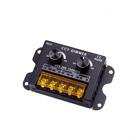 Controllere - Controller banda LED, dimmer bicolor, 5V-24V DC, 2x15A, Dimmer-D212