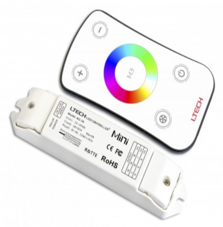 Controllere - Controller LED wireless M3+M3-3A, 3x3A, 12-24V, RF 433.92MHz, telecomanda inclusa, pentru benzi LED dimabile RGB/CCT