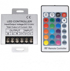 Controllere - Controller led RGB 12-24V 36A cu telecomanda 24 taste si carcasa metalica