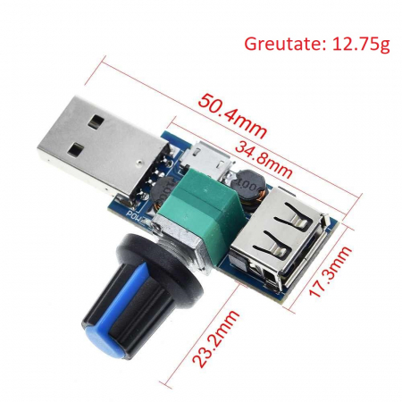 Regulator tensiune USB cu potentiometru, 2.5-8V, 5W OKYN3241-1 [2]