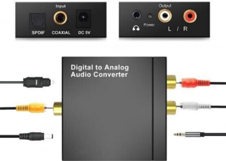 Convertor digital analog audio H-19, intrare coax si toslink, iesire coax L/R si AUX [2]