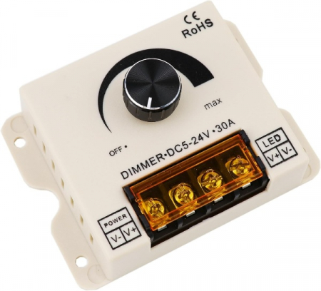 Controllere - Dimmer LED 30A, 5V-24V DC, reglaj manual pornit/oprit, D130-cutie-plastic