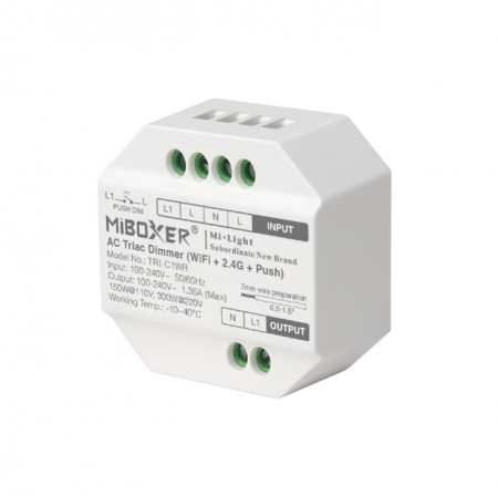 Controllere - Controller Dimmer Led AC Triac, WiFi + 2.4Ghz + Push, Tuya, MiBoxer TRI-C1WR