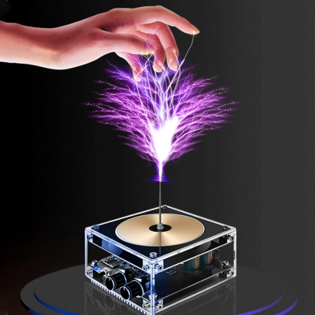 Tesla Coil Bluetooth, arcuri electrice vizibile, mod muzical & long arc, control intensitate, cupru, carcasa transparenta [4]