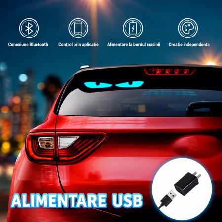 Ecran/sticker LED RGB flexibil 20 × 64 pixeli, 34.8 × 10.2 cm, Bluetooth, USB 5V, IP65 [4]