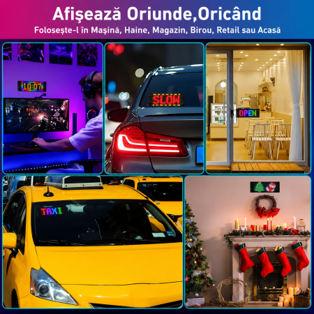 Ecran/sticker LED RGB flexibil 20 × 64 pixeli, 34.8 × 10.2 cm, Bluetooth, USB 5V, IP65 [3]