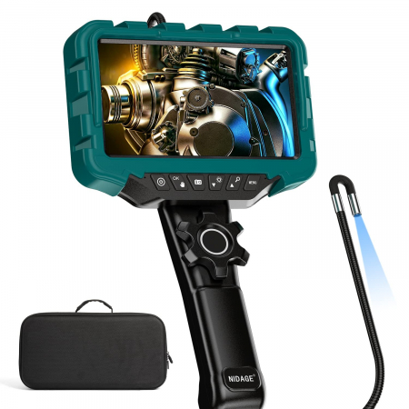Camere inteligente - Endoscop articulat cu lumina, NIDAGE Camera de inspectie IPS 7", Sonda articulata 2 directii de 6mm, Fibra optica, AE700