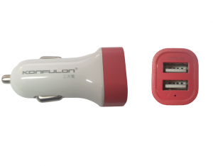 Incarcator auto Konfulon C17 12-24V, 2xUSB 5V 2.1A rosu [1]
