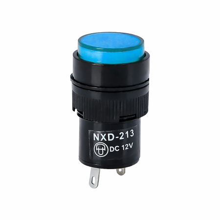 Indicatoare si martori - Indicator LED de panou din plastic, 16mm, 2 pini, albastru, 12V DC, IP20, FL1P-16NJ-1-BLUE