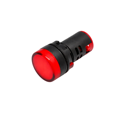 Indicatoare si martori - Indicator LED cu filet de panou din plastic , 22mm, borne cu surub, rosu, 12V DC, IP65, FL1P-22NA-1-RED