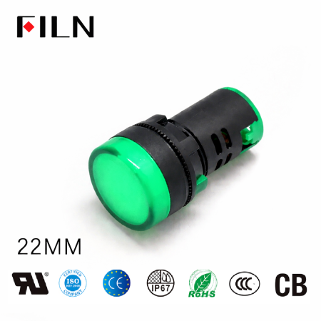 Indicator/martor LED cu filet de panou din plastic , 22mm, borne cu surub, verde, 12V DC, IP65, FL1P-22NA-1-GREEN [1]