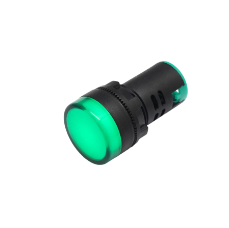 Indicatoare si martori - Indicator/martor LED cu filet de panou din plastic , 22mm, borne cu surub, verde, 12V DC, IP65, FL1P-22NA-1-GREEN