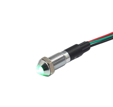 Indicatoare si martori - Indicator LED bicolor de panou din alama, 8mm, 3 fire 20cm, 2 culori rosu+verde, 12-24V DC, IP65, FL1M-08SW-1-D