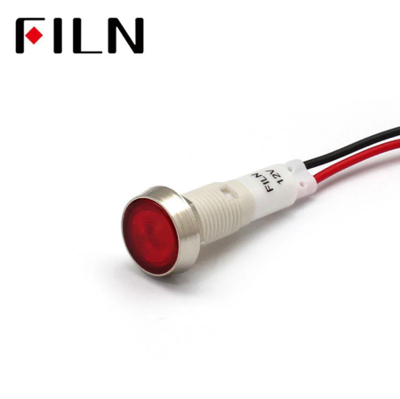 Indicator LED incastrat de panou din plastic, 10mm, 2 fire 20cm, rosu, 12-24V DC, IP65, FL1P-10NW-4-RED [2]