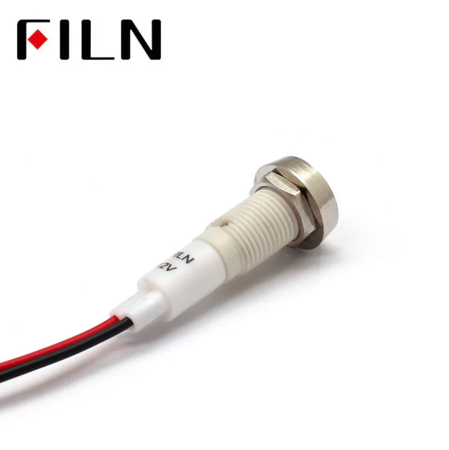 Indicator LED incastrat de panou din plastic, 10mm, 2 fire 20cm, rosu, 12-24V DC, IP65, FL1P-10NW-4-RED [1]