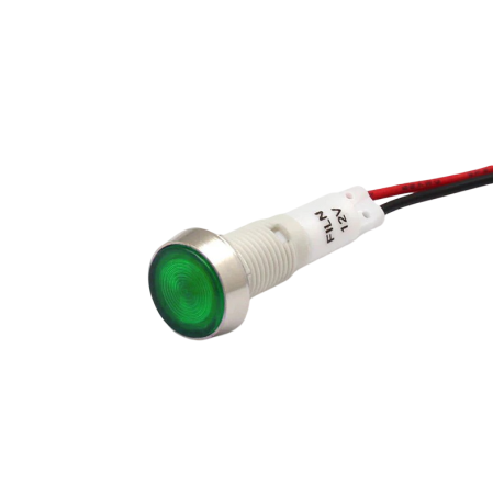 Indicatoare si martori - Indicator/martor LED incastrat de panou din plastic, 10mm, 2 fire 20cm, verde, 12-24V DC, IP65, FL1P-10NW-4-GREEN