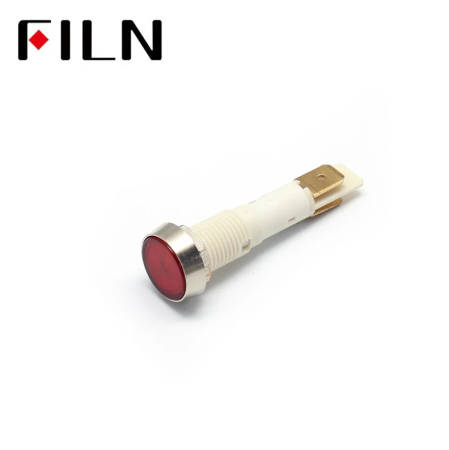 Indicator LED de panou din plastic, 10mm, pini 6.3mm, rosu, 12-24V DC, IP67, FL1P-10NJ-4-RED [1]