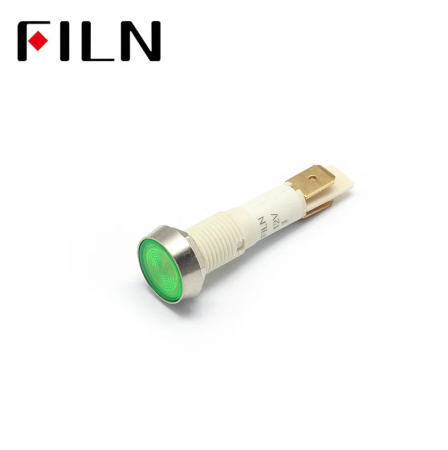Indicator LED de panou din plastic, 10mm, pini 6.3mm, verde, 12-24V DC, IP67, FL1P-10NJ-4-GREEN [1]