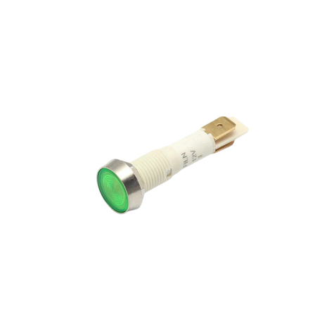 Indicatoare si martori - Indicator LED de panou din plastic, 10mm, pini 6.3mm, verde, 12-24V DC, IP67, FL1P-10NJ-4-GREEN