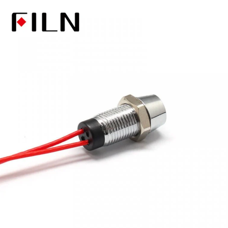 Indicator LED incastrat de panou din alama, 8mm, 2 fire 20cm, rosu, 12-24V, IP67 FL1M-08CW-4-RED [1]